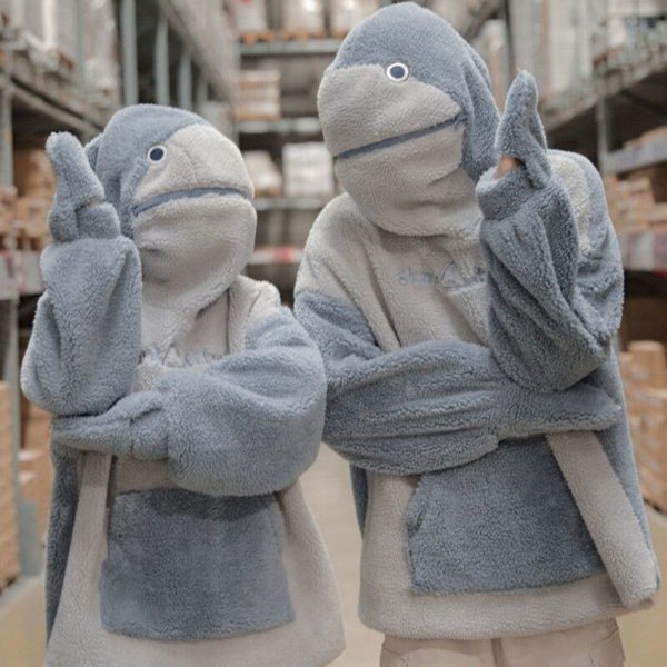 MINGLIUSILI – sweat à capuche en forme de requin pour femmes, manteau mignon et amusant, mode coréenne, ample, assorti, épais, surdimensionné – Image 4