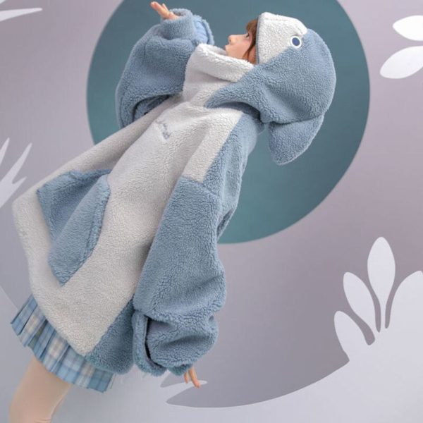 MINGLIUSILI – sweat à capuche en forme de requin pour femmes, manteau mignon et amusant, mode coréenne, ample, assorti, épais, surdimensionné – Image 6
