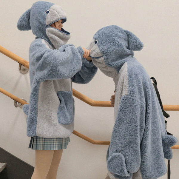 MINGLIUSILI – sweat à capuche en forme de requin pour femmes, manteau mignon et amusant, mode coréenne, ample, assorti, épais, surdimensionné