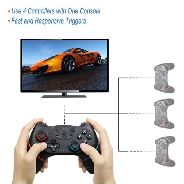 Manette de Jeu sans Fil Bluetooth pour Switch, Nintendo, Pro, Console de Jeux Vidéo, Contrôleur USB, Compatible avec NS, 6 Axes – Image 4