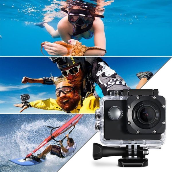Mini caméra de sport étanche avec écran de 2 pouces, enregistrement vidéo sous-marin