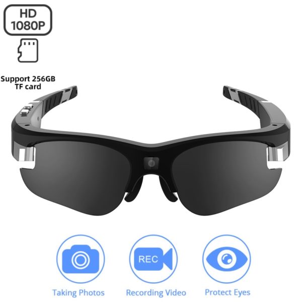 Mini caméra vidéo de Sport 1080P, lunettes d'action, lunettes de soleil, activités de plein air, vélo DVR, Micro caméra, Support carte TF cachée