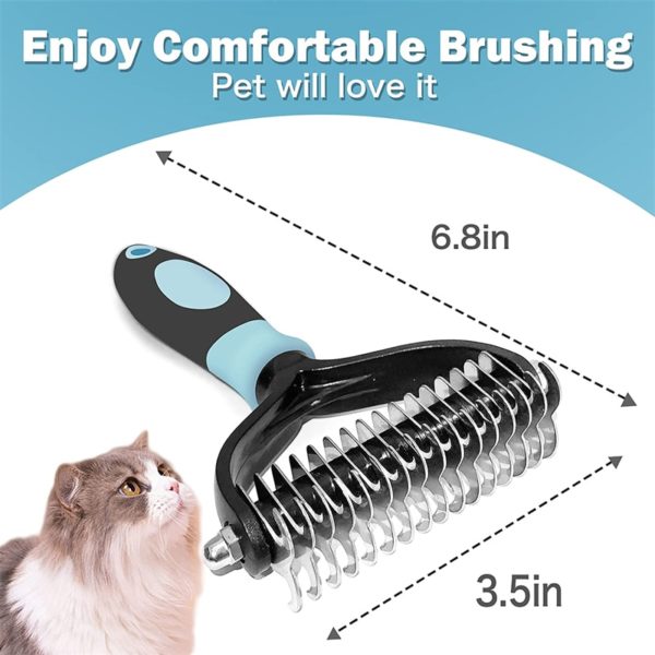 Peigne de Démêlage à 2 Faces pour Chiens et Chats, Brosse Professionnelle, Chiots, Râteau de Toilettage, Animaux de Compagnie, Outils Perte de Poils Volants sous le Manteau – Image 3