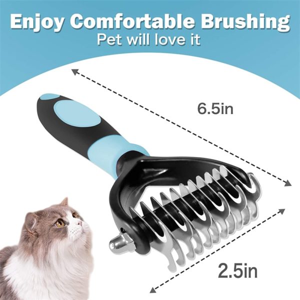 Peigne de Démêlage à 2 Faces pour Chiens et Chats, Brosse Professionnelle, Chiots, Râteau de Toilettage, Animaux de Compagnie, Outils Perte de Poils Volants sous le Manteau – Image 4