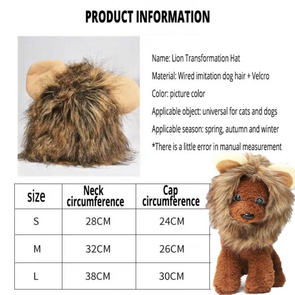 Perruque Lion crini re et chat chapeau pour chiens et petits chiens accessoires de d coration 3
