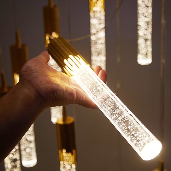 Plafonnier suspendu en cristal au design moderne luxueux, luminaire décoratif d'intérieur, idéal pour un salon ou une chambre à coucher – Image 3