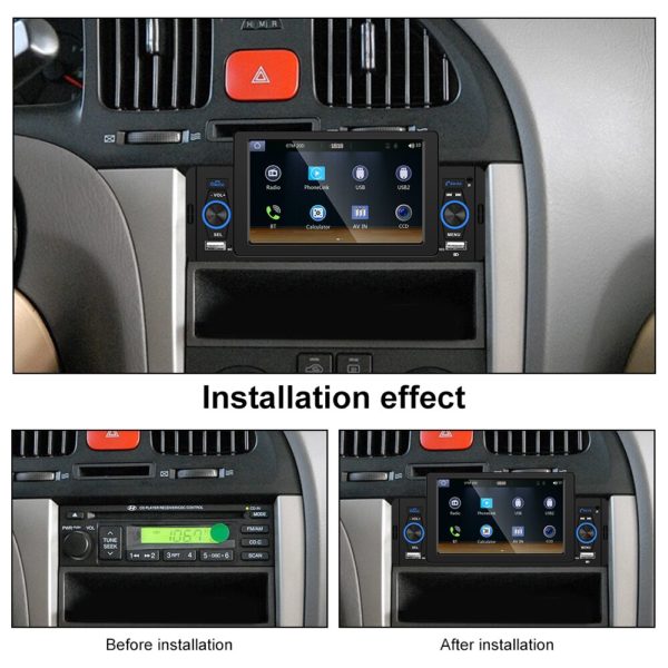 Podofo autoradio Android lecteur multim dia r cepteur FM Bluetooth MirrorLink CarPlay 1 Din pour voiture 2