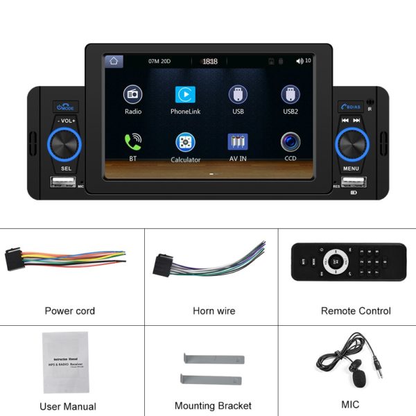 Podofo autoradio Android lecteur multim dia r cepteur FM Bluetooth MirrorLink CarPlay 1 Din pour voiture 5