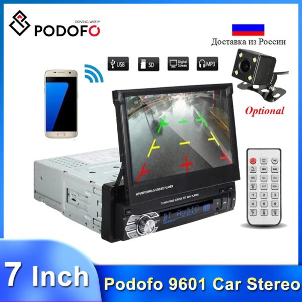 Podofo autoradio avec cran r tractable 7 HD r cepteur st r o FM Audio GPS