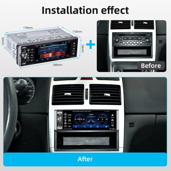 Podofo – lecteur MP5 1din Autoradio tactile FM 4-usb 5.1 pouces, Support Android Mirrorlink Bluetooth Carplay Autoradio DVR – Image 2