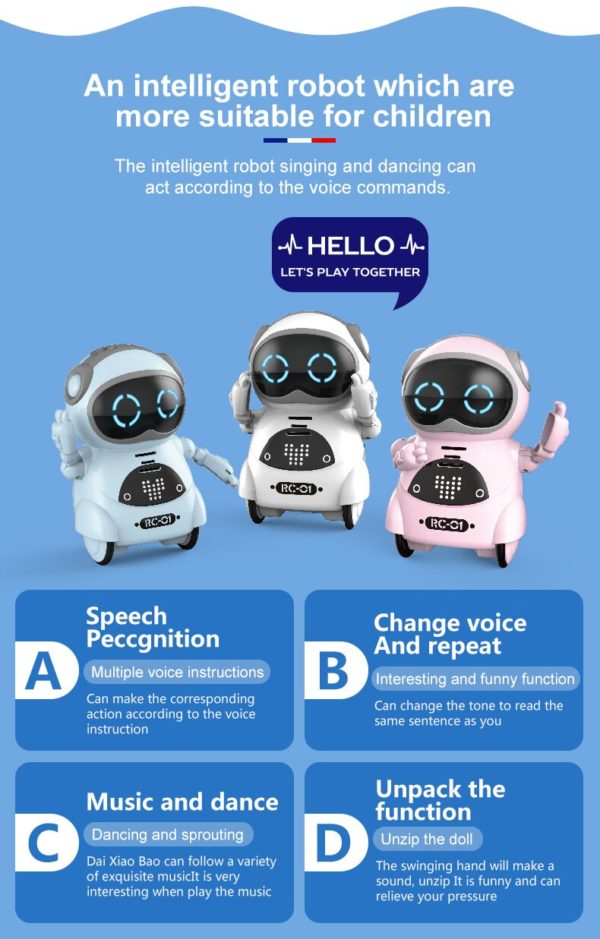 Robot de poche 939A jouet Kawaii pour gar on et fille avec Dialogue interactif reconnaissance vocale 4