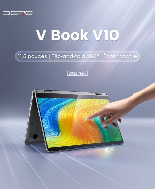 DERE – pc portable V10 avec écran tactile de 11.6 pouces, Windows 11, 12 go de RAM, SSD de 512 go, écran pliable à 360 °, processeur Intel Celeron N4000