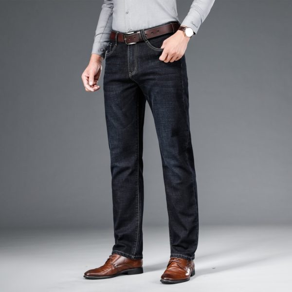 SHAN BAO jean droit pour homme pantalon en denim extensible classique avec badge style business d 3