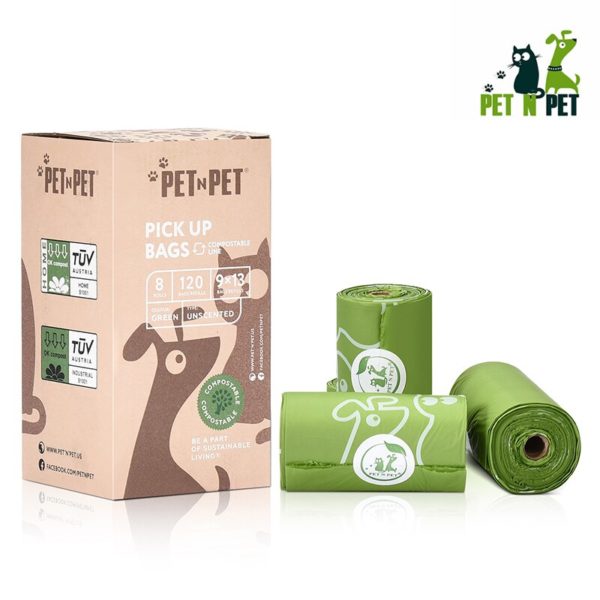 Sac à crottes vert non parfumé pour animaux de compagnie, sacs propres pour ramassage des déchets de chiens biodégradables, 240/120 comptes – Image 2