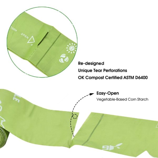 Sac à crottes vert non parfumé pour animaux de compagnie, sacs propres pour ramassage des déchets de chiens biodégradables, 240/120 comptes – Image 4