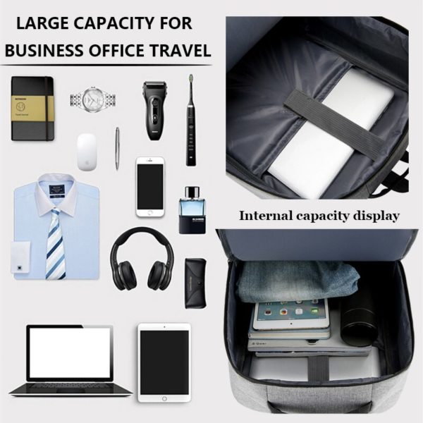 Sac à dos d'affaires étanche pour hommes, sacs à dos d'école USB 15.6 pouces pour ordinateur portable, sacs à dos de grande capacité pour hommes – Image 5
