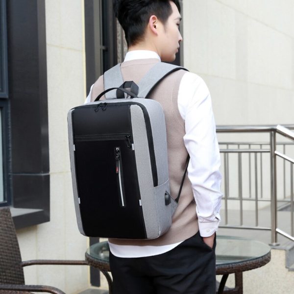 Sac à dos d'affaires étanche pour hommes, sacs à dos d'école USB 15.6 pouces pour ordinateur portable, sacs à dos de grande capacité pour hommes – Image 6