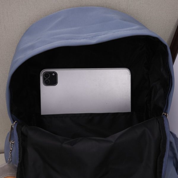 Sac à dos en Nylon avec fermeture éclair pour femme et fille, Style Preppy, couleur unie, grande capacité – Image 4