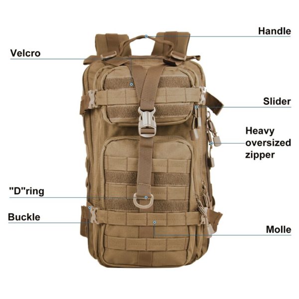 Sac à dos militaire tactique pour hommes, en Polyester 1000D 30L, 3P, souple, extérieur, étanche, randonnée, Camping, chasse – Image 2