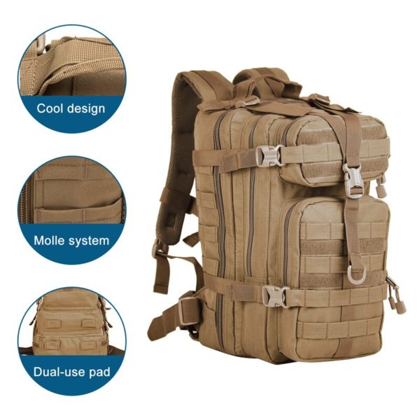 Sac à dos militaire tactique pour hommes, en Polyester 1000D 30L, 3P, souple, extérieur, étanche, randonnée, Camping, chasse – Image 6