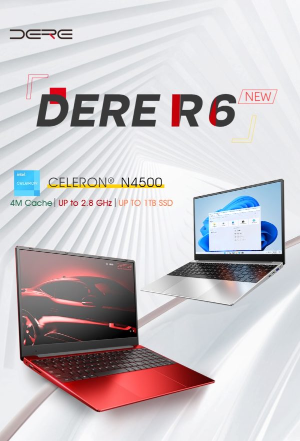 DERE – pc portable R6 avec écran de 15.6 pouces, Windows 10, 16 go de RAM, SSD de 1 to, processeur Intel Celeron N4500, double WiFi, clavier rétroéclairé – Image 6