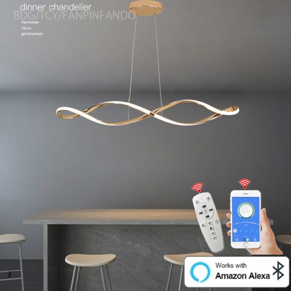 Smart Home Alexa led suspension pour salle manger placage au chrome dor plafonnier lampe suspendue lot 1