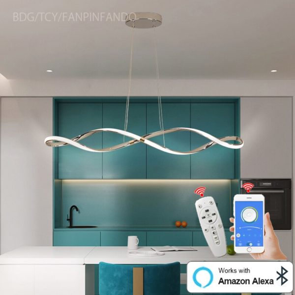 Smart Home Alexa led suspension pour salle manger placage au chrome dor plafonnier lampe suspendue lot 2