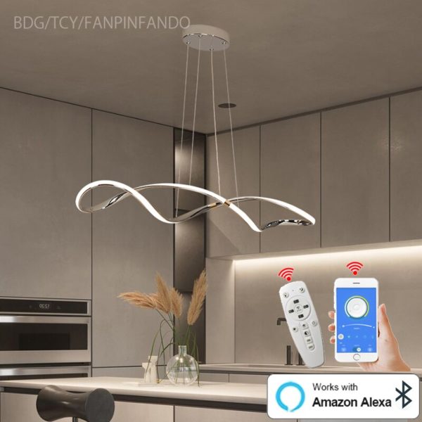 Smart Home Alexa led suspension pour salle manger placage au chrome dor plafonnier lampe suspendue lot 3