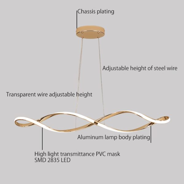 Smart Home Alexa led suspension pour salle manger placage au chrome dor plafonnier lampe suspendue lot 5