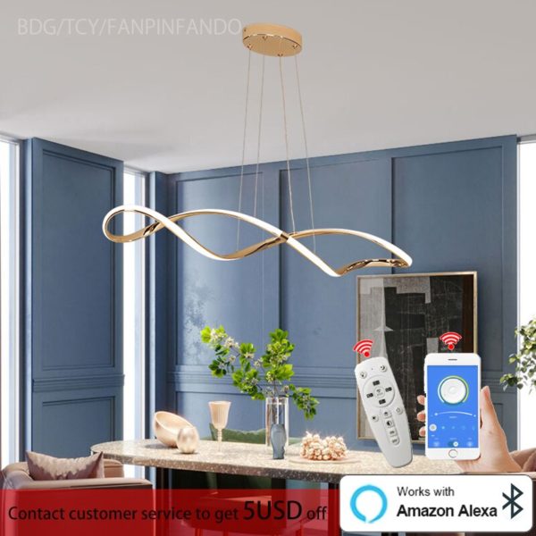 Smart Home Alexa led suspension pour salle manger placage au chrome dor plafonnier lampe suspendue lot