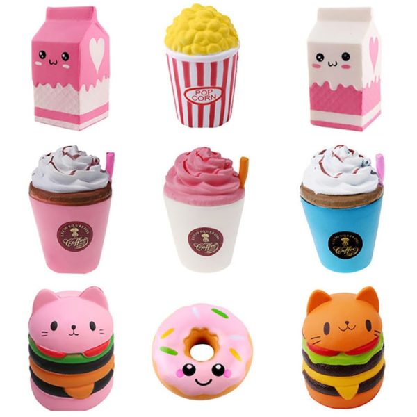 Squishy jouets anti Stress pour filles nourriture anti Stress beignets au lait rose jouets en forme