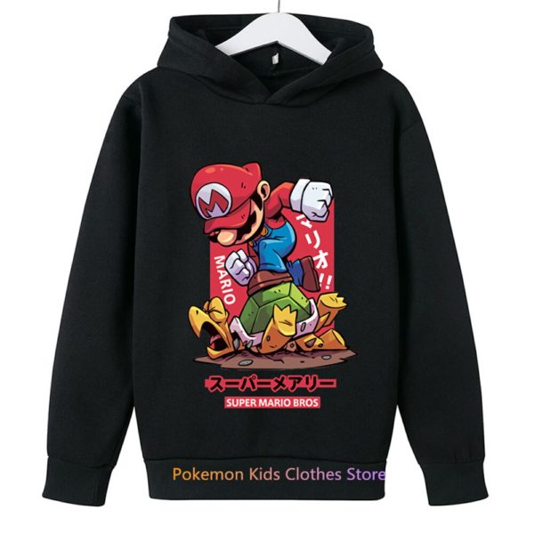Sweat à capuche Super Mario bros pour enfants, haut à manches longues, vêtements pour garçons et filles, dessin animé, mode printemps-automne – Image 2