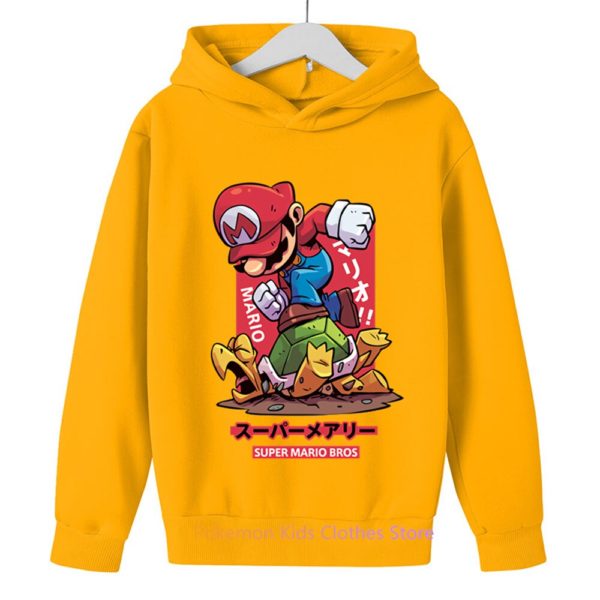 Sweat à capuche Super Mario bros pour enfants, haut à manches longues, vêtements pour garçons et filles, dessin animé, mode printemps-automne – Image 4