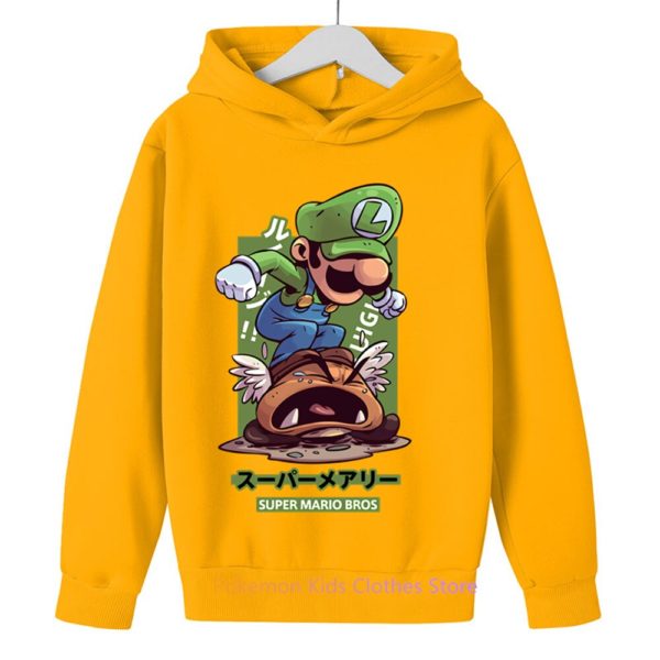 Sweat à capuche Super Mario bros pour enfants, haut à manches longues, vêtements pour garçons et filles, dessin animé, mode printemps-automne