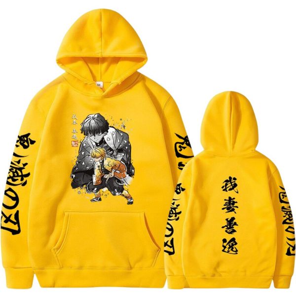Sweat capuche avec dessin anim Demon Slayer pull over d contract Hip Hop Streetwear Agatsuma Zenitsu 4
