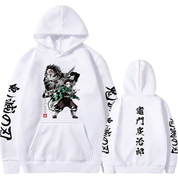 Sweat capuche avec dessin anim Demon Slayer pull over d contract Hip Hop Streetwear Kamado Tanjirou 1