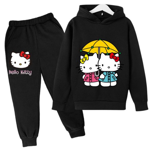 Sweat capuche et pantalon manches longues pour gar on tenue de sport Hello Kitty ensemble d 1