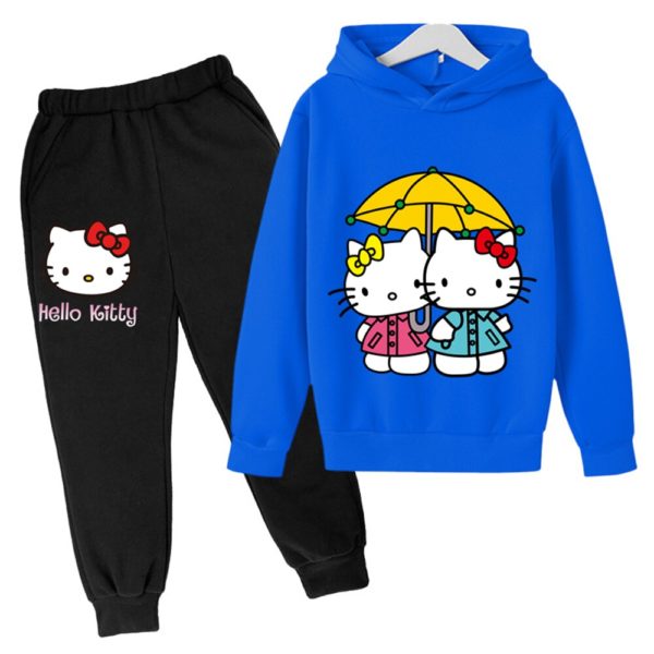 Sweat capuche et pantalon manches longues pour gar on tenue de sport Hello Kitty ensemble d 2