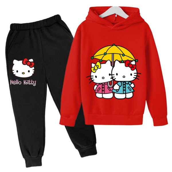 Sweat capuche et pantalon manches longues pour gar on tenue de sport Hello Kitty ensemble d 3