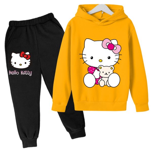 Sweat capuche et pantalon manches longues pour gar on tenue de sport Hello Kitty ensemble d 4