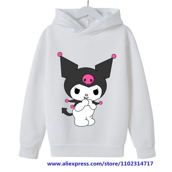Sweat capuche manches longues pour fille sweat shirt motif dessin anim Hello Kitty Kuromi haut d 2