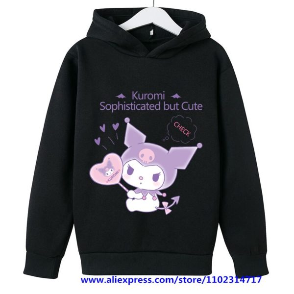 Sweat capuche manches longues pour fille sweat shirt motif dessin anim Hello Kitty Kuromi haut d