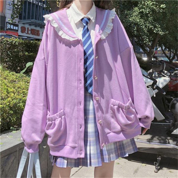 Sweat shirt capuche ample pour femme joli patchwork en dentelle fermeture clair col marin nouvelle collection 2