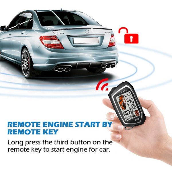 Système d'alarme de voiture bidirectionnel, espion, Bluetooth, application allemande, démarrage du moteur, 2 LCD, télécommande 5000M, bouton poussoir de sécurité, entrée sans clé, PKE 862 – Image 6
