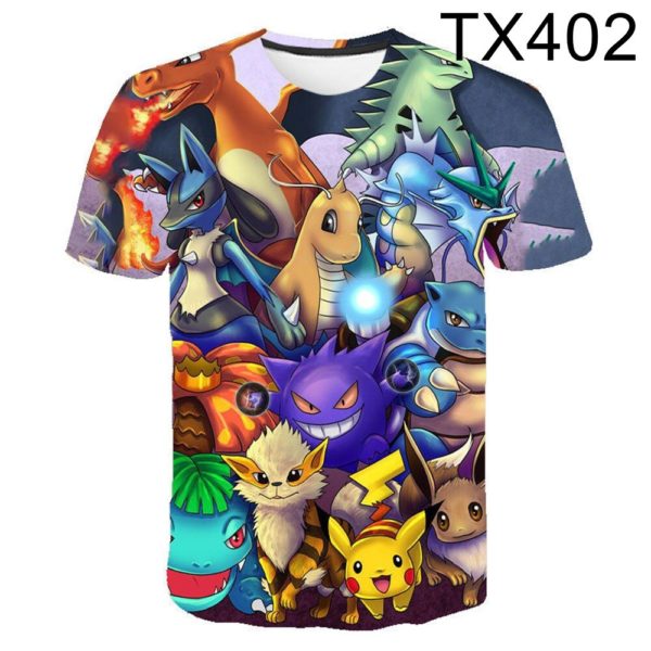 T Shirt dessin anim Pokemon pour enfants Streetwear d contract manches courtes Pikachu gar on et 3