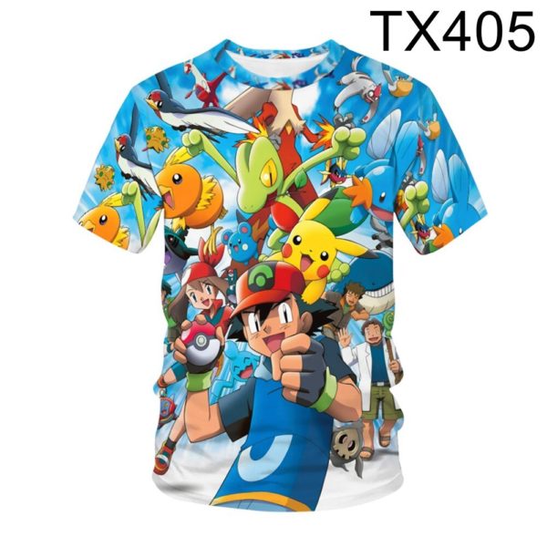 T Shirt dessin anim Pokemon pour enfants Streetwear d contract manches courtes Pikachu gar on et 5