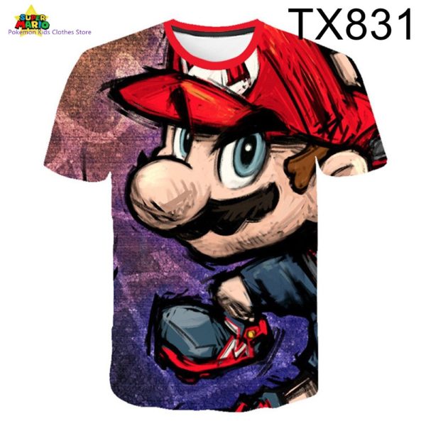 T shirt Mario bros pour enfants v tements manches courtes pour gar ons et filles imprim 4