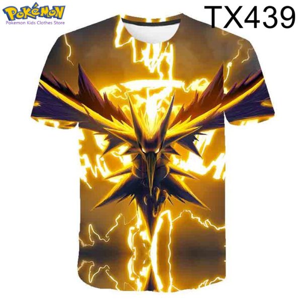 T-shirt Pokemon à manches courtes pour enfants, vêtement Kawaii pour garçons et femmes, Pikachu, été 2023 – Image 4