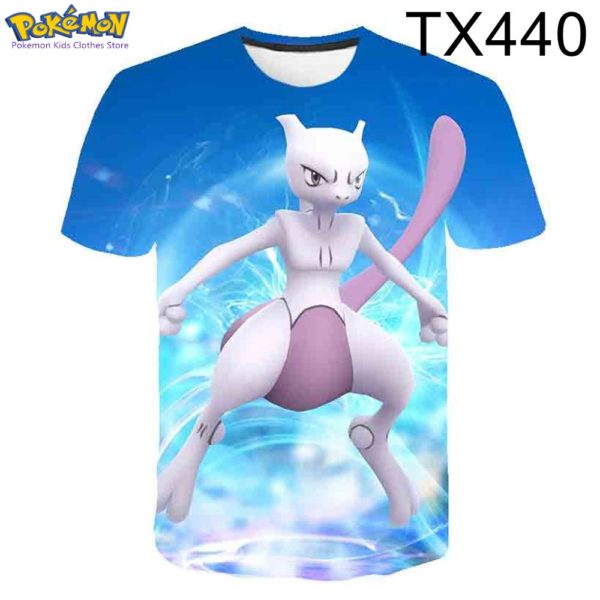 T-shirt Pokemon à manches courtes pour enfants, vêtement Kawaii pour garçons et femmes, Pikachu, été 2023 – Image 5