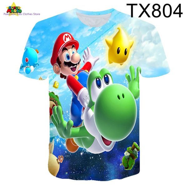T shirt manches courtes Super Mario bros pour enfants hauts pour gar ons et femmes v 3